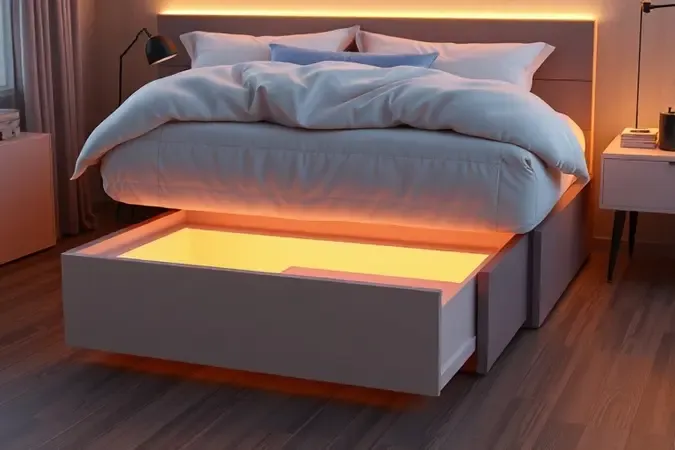 Representação visual de uma cama box com baú destacando a praticidade e o espaço interno extra.