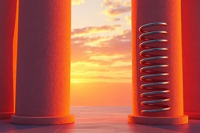 Comparação conceitual entre densidade de espuma e flexibilidade de molas em uma cena 3D com luz de pôr do sol.