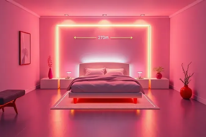 Visualização 3D de medidas e dimensões de uma cama box em um layout de quarto planejado.