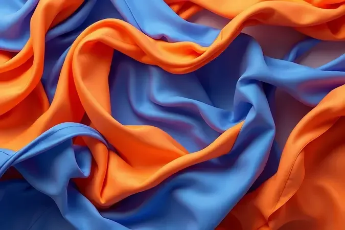 Contraste visual entre texturas de tecidos acetinados e toalhas felpudas em uma composição 3D abstrata.