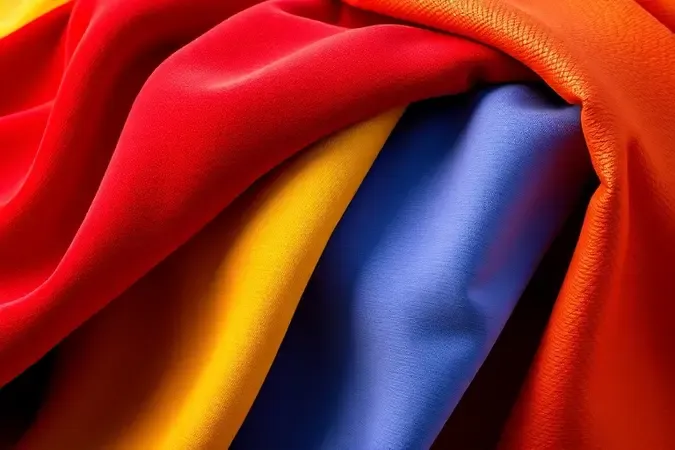 Amostras de tecidos luxuosos como veludo e linho em cores saturadas para revestimento de cabeceira.